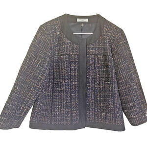 Tahari Navy Boucle Women Blazer Jacket Size 22 Plus Size